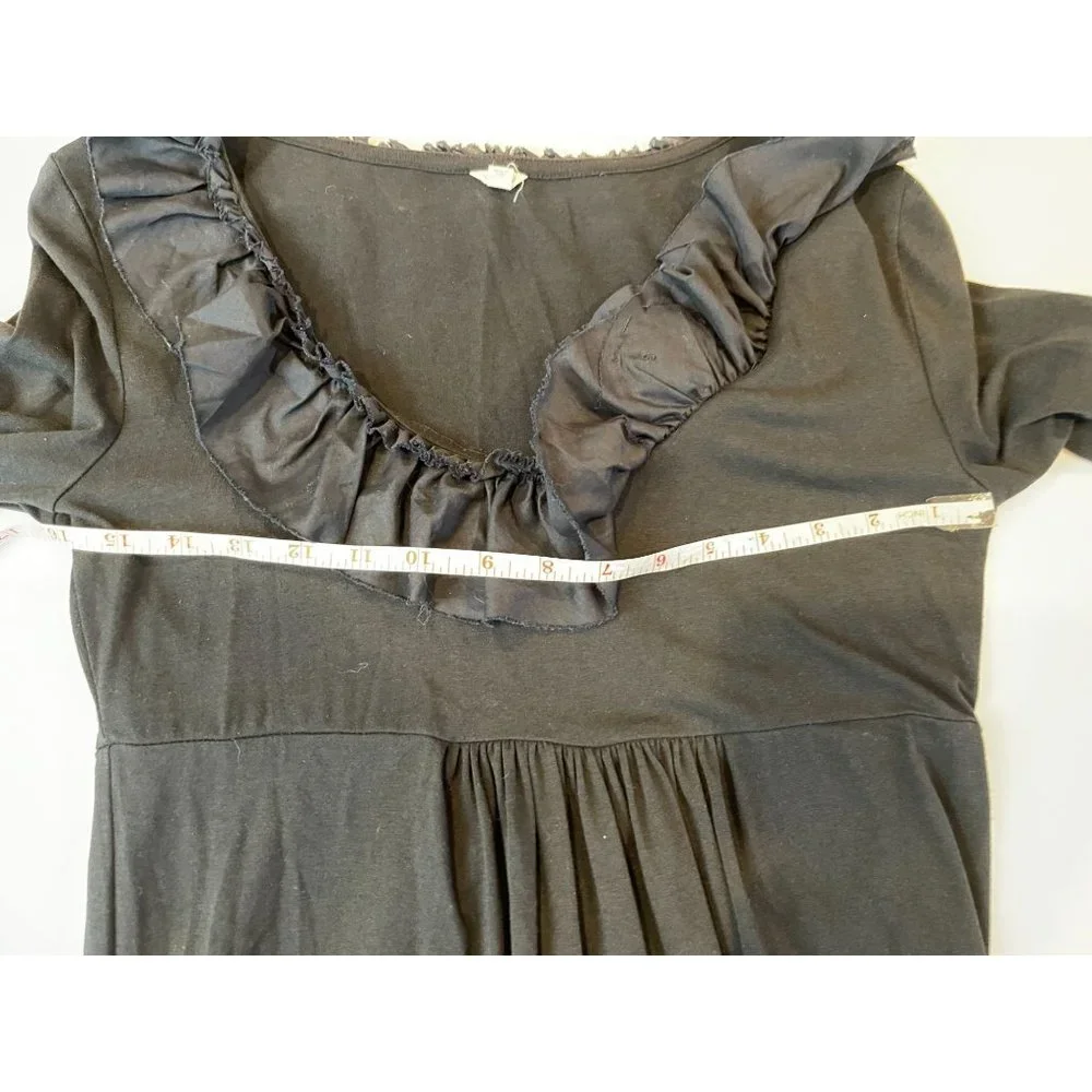 J. Crew Womens Ruffled Neck Empire Waist Dress 18638SP10 3/4 Sleeve Black Small - Picture 5 of 9